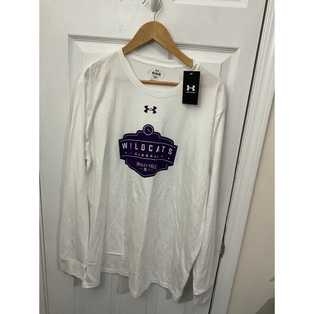 Under Armour Wildcats Classic Men XL White NEW Wrigley Field Long Sleeve Tee